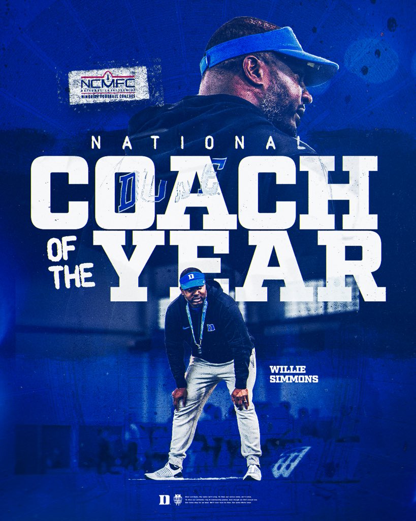 Duke Football (@dukefootball) on Twitter photo Congratulations to <a href="/HCWillieSimmons/">Coach Willie Simmons</a> on being named the <a href="/NCMFC1/">National Coalition of Minority Football Coaches</a> National Coach of the Year! 😈 Congratulations to <a href="/HCWillieSimmons/">Coach Willie Simmons</a> on being named the <a href="/NCMFC1/">National Coalition of Minority Football Coaches</a> National Coach of the Year! 😈