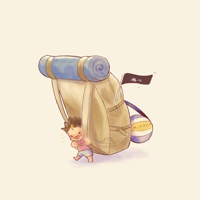 awww smol noya with his beefy bag  
