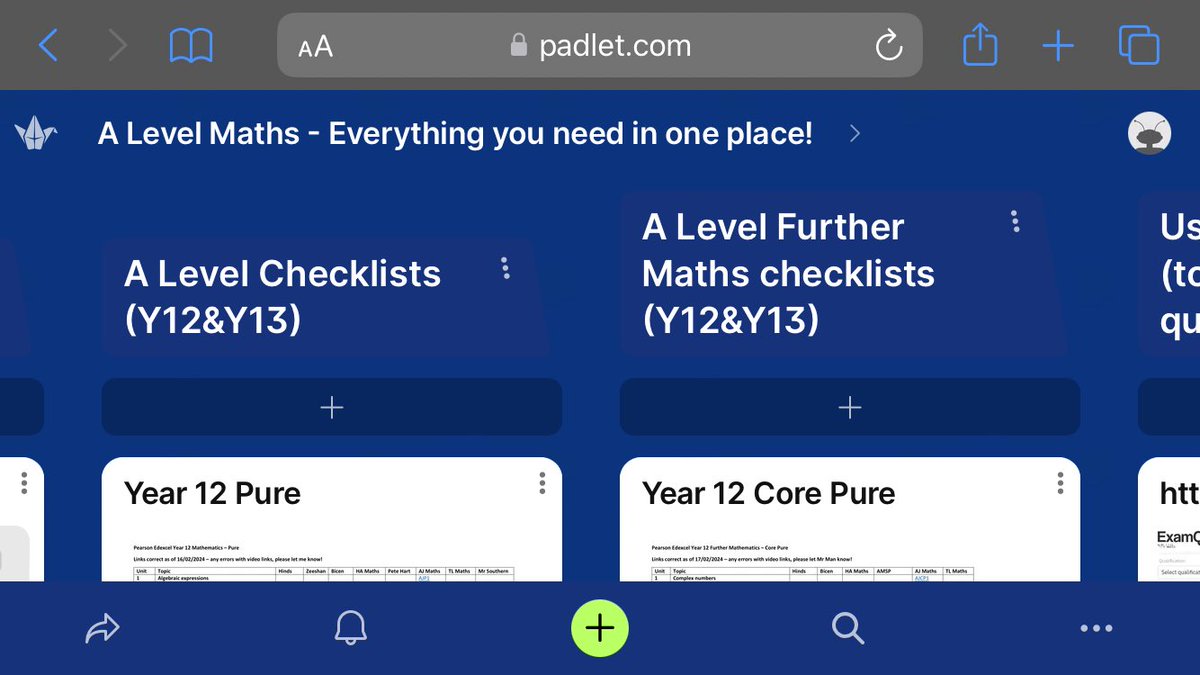 SandbachMaths's tweet photo. Brilliant A Level Y12&amp;13 checklists added to our padlet today thanks to @mr_man_maths ! Lots of great videos on each topic to support your revision! https://t.co/qlGa93VnEk https://t.co/9m5jHF1aQr