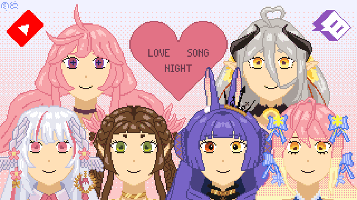 NorenchAlt's tweet photo. Watching the relay inspired me to do a bit of art. I wanted to draw all the girls in the relay, with the 3 on the left being the ones on Youtube and the 3 on the right the ones on twitch
#KikiLockART #Mofutart #Lilandscape #ARToHatsuki #MadteaLive #Konfection #PHvtuber #pixelart https://t.co/gBXI7aMM3B