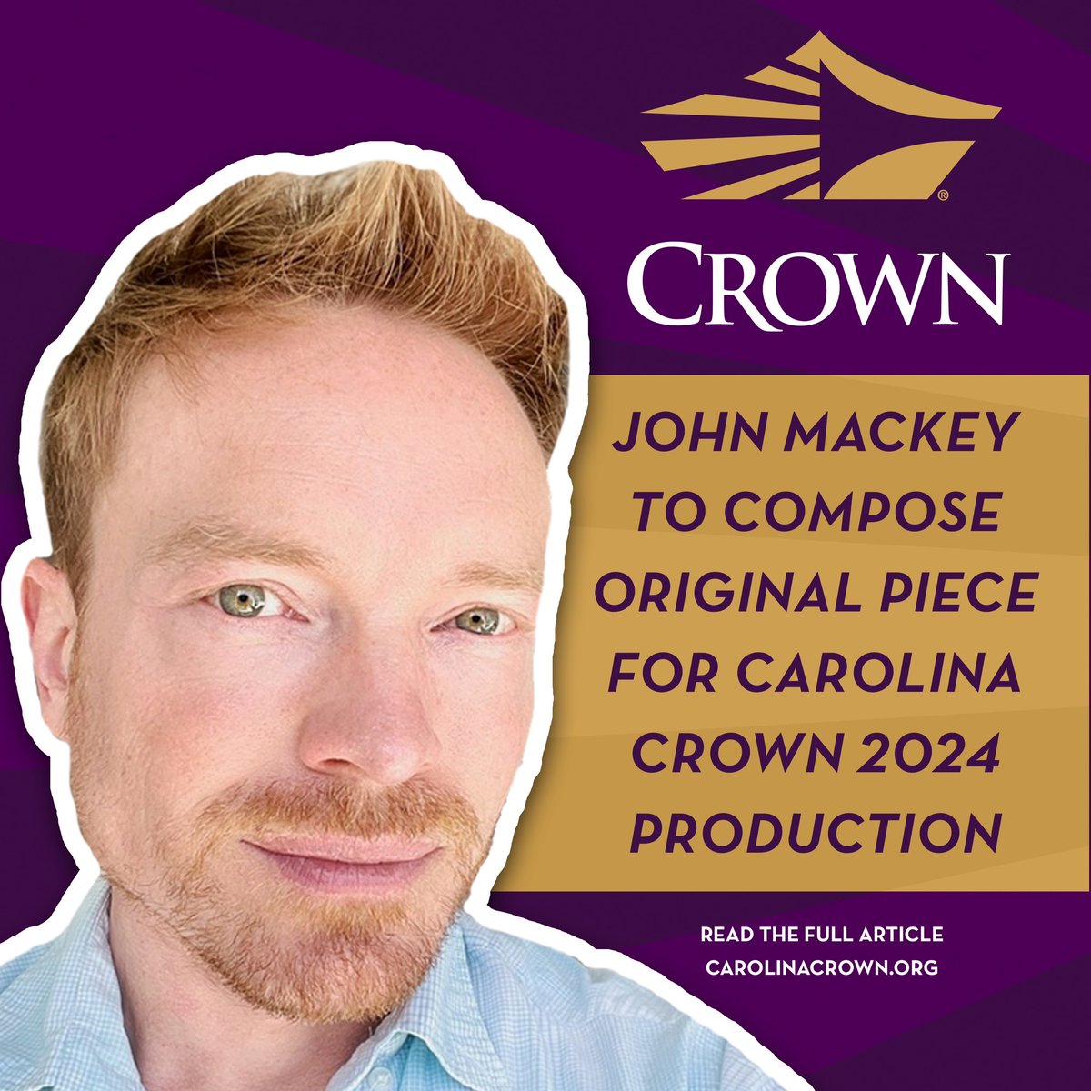 As excitement tor the summer continues to build, we are thrilled to welcome world-renowned composer John Mackey! Mackey has been commissioned to compose an original piece for Crown's upcoming production. Read the full article here: tinyurl.com/CrownMackey #dci2024 #johnmackey