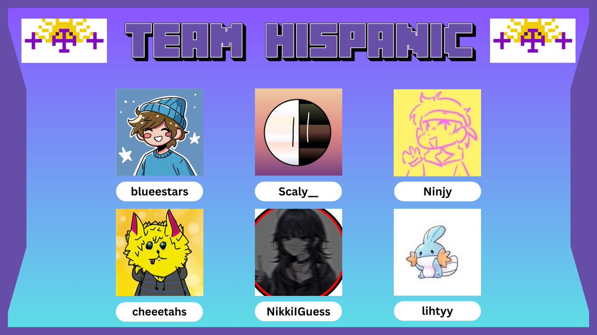 MCCIWorldCup's tweet photo. 🇪🇸 ANNOUNCING TEAM HISPANIC 🇪🇸
@bluestarsyay 
@ScalyWasNotHere 
@Ninjyunderscore 
@Cheeetahs_ 
@PearlescentIce
@LihtyN https://t.co/wkBYKOmP11