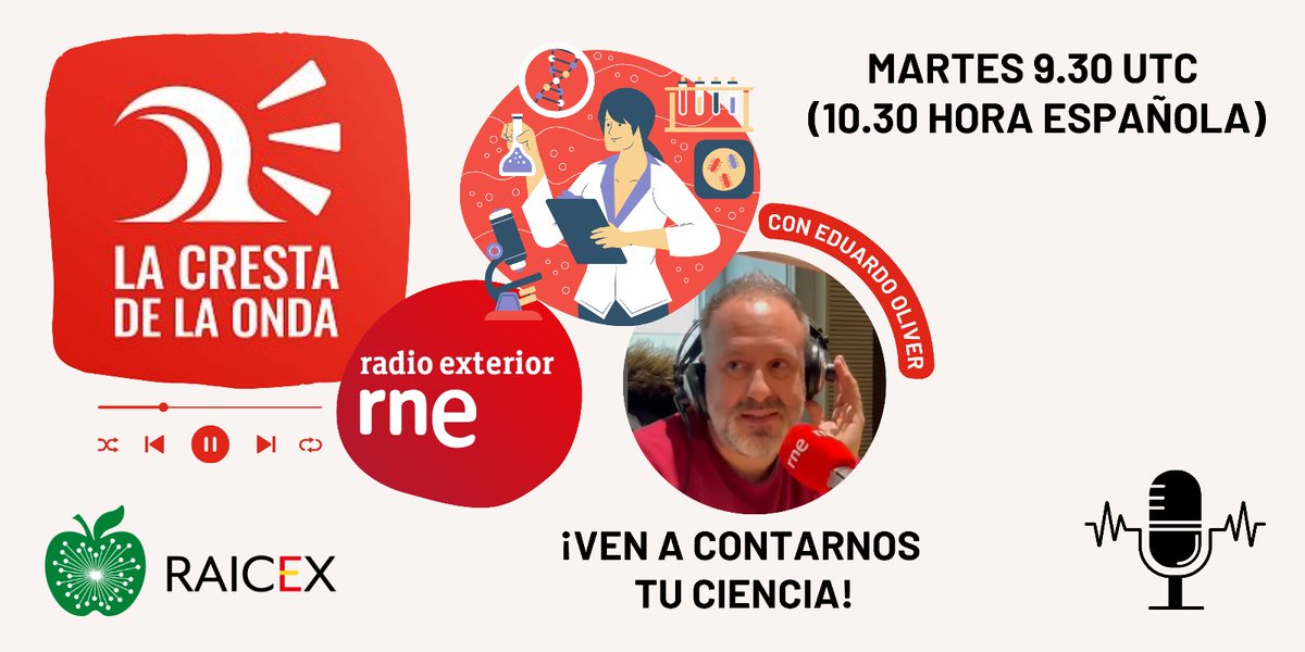 👩‍🔬¡Cuéntanos tu ciencia!👨‍🏫 Queremos ser el megáfono para tu voz y trabajo con nuestra sección #CientificosEnLaOnda del programa La Cresta de la Onda de Radio Exterior RNE 📻 Si eres parte de las asociaciones de RAICEX, regístrate en este formulario 👉forms.gle/XXBmS1kUYpuD9x…