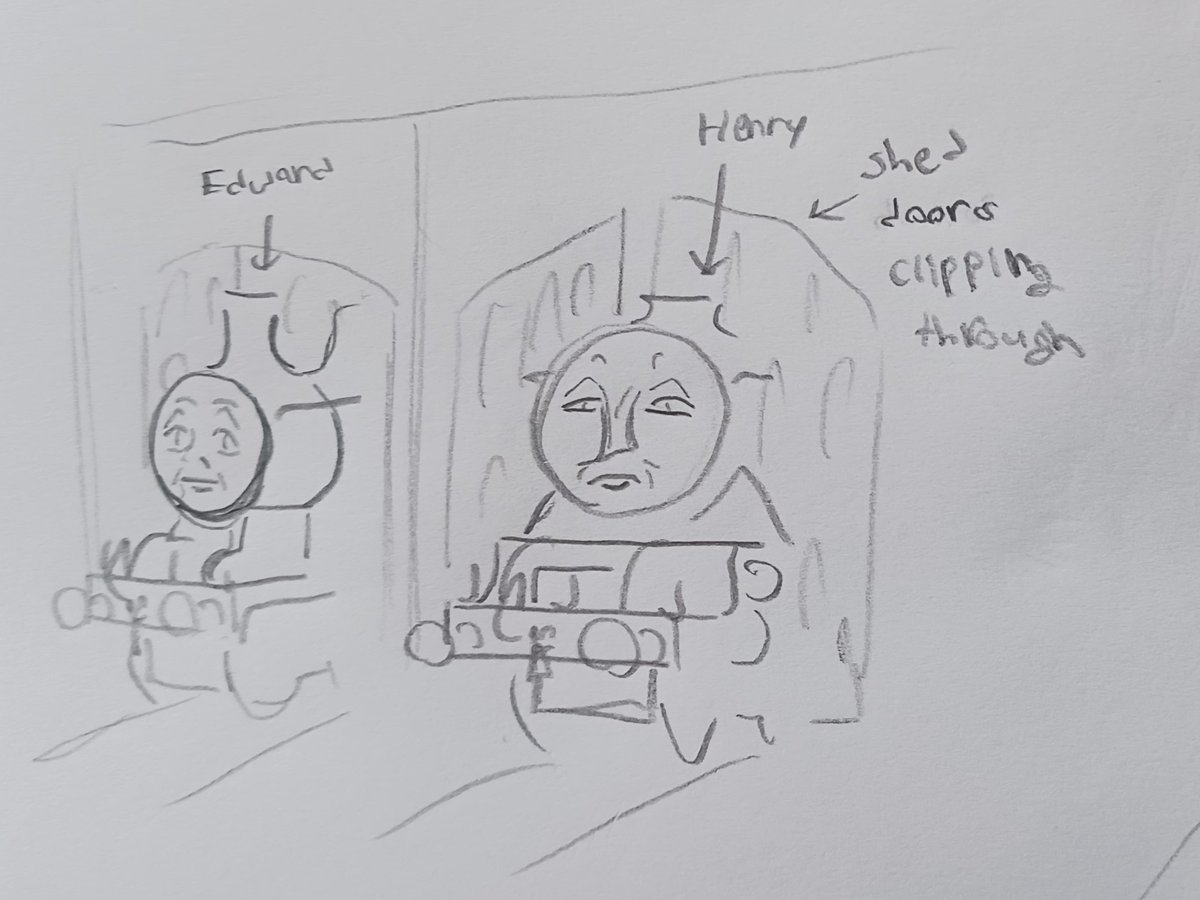 Wayyy back in those early jermery crispo days, there was a trainz video where duck was being chased by something. He backed into Tidmouth sheds where Henry and Edward were clipping through the doors, and crashed into percy sending him exploding through the back.