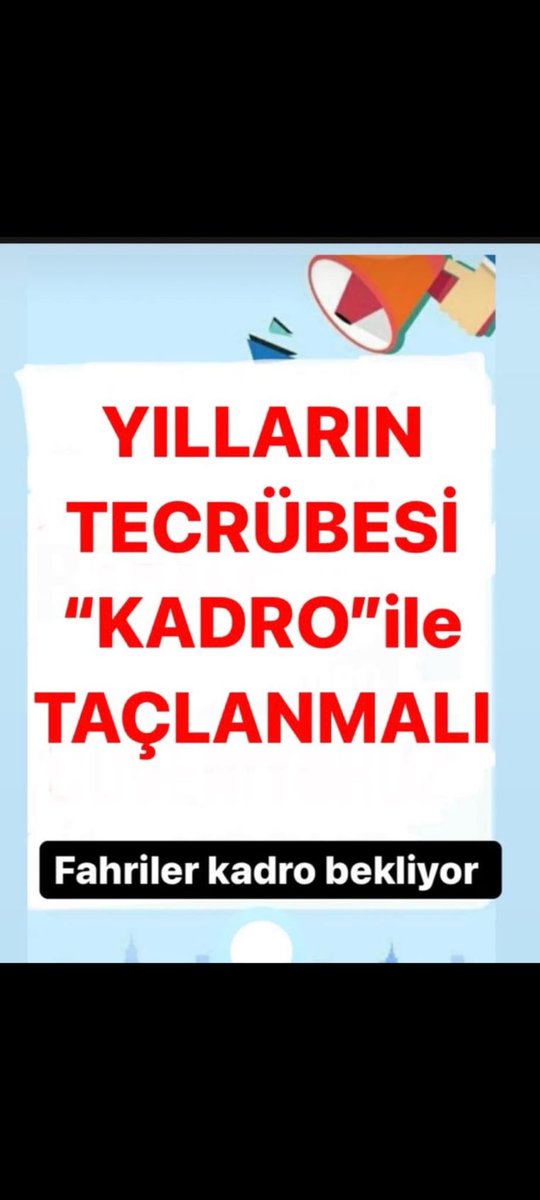 Fahriler çok yorgun artık yıl sonunda işi bitince kapı önüne konmaktan biz Diyanete bir ömür adadık.Diyanet bize sahip çıkmıyor.

#TorbadanFahriyeKadro 

<a href="/RTErdogan/">Recep Tayyip Erdoğan</a> <a href="/dbdevletbahceli/">Devlet Bahçeli</a> <a href="/_cevdetyilmaz/">Cevdet Yılmaz</a>  <a href="/AvOzlemZengin/">Av. Özlem Zengin 🇹🇷</a>