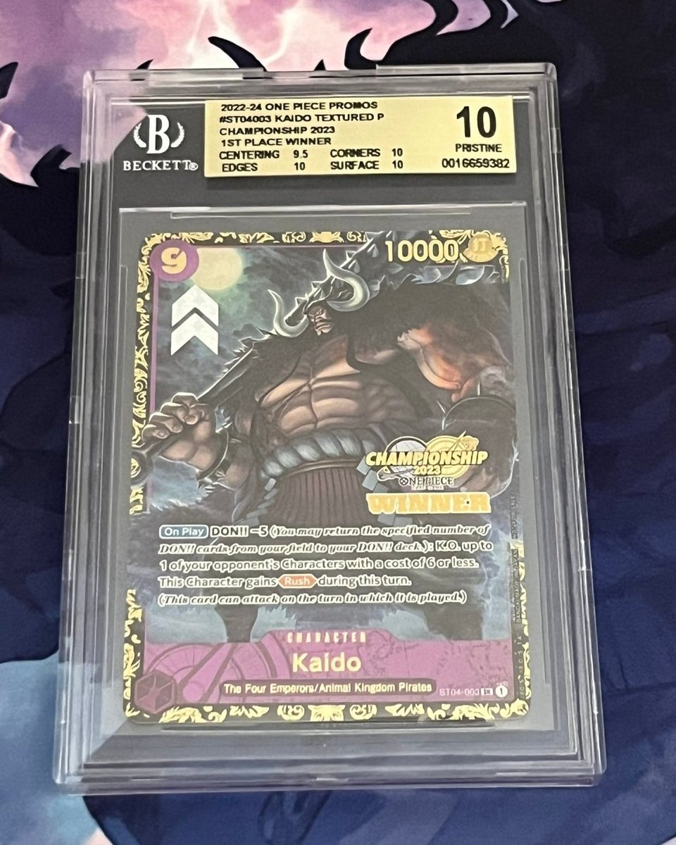 Yonas Abraham, the North America nationals winner has shared the results of  the grade on his winner Kaido! It's not quite a black label, but the Kaido  received an impressive Beckett's 10!