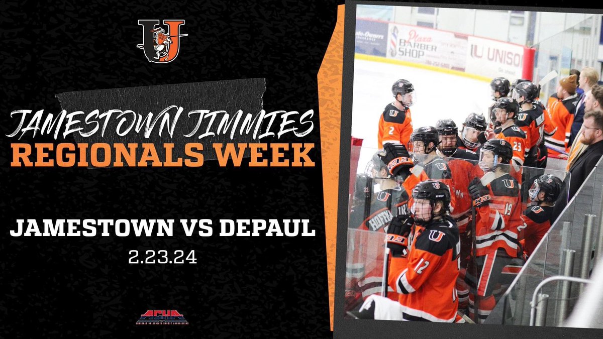 JimmiesD2Hockey's tweet photo. Regionals are less than 5 days away! We open up on Friday at 2:30 pm against DePaul University. Your Jimmies enter as the 9th-ranked team in a win-or-go-home game. A trip to the national tournament in St. Loius is on the line this weekend. #JimmieHockey #JimmiePride https://t.co/Mq7K2DfEqn
