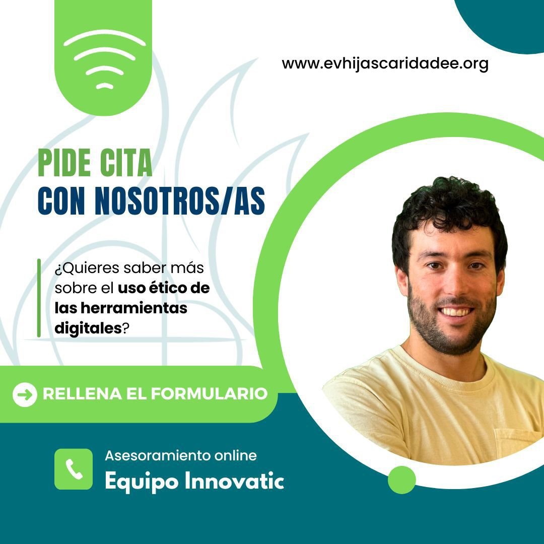 EVHijasCaridadE's tweet photo. ¿Quieres saber más sobre el uso ético de las herramientas digitales?
📱Desde el Equipo Impulsor #Innovatic de #TESELA ofrecemos un servicio de #asesoramiento personalizado para aprender a tomar decisiones éticas en el ámbito digital.
Pide cita: https://t.co/BuEduIQQUa https://t.co/OMSAY1t49L