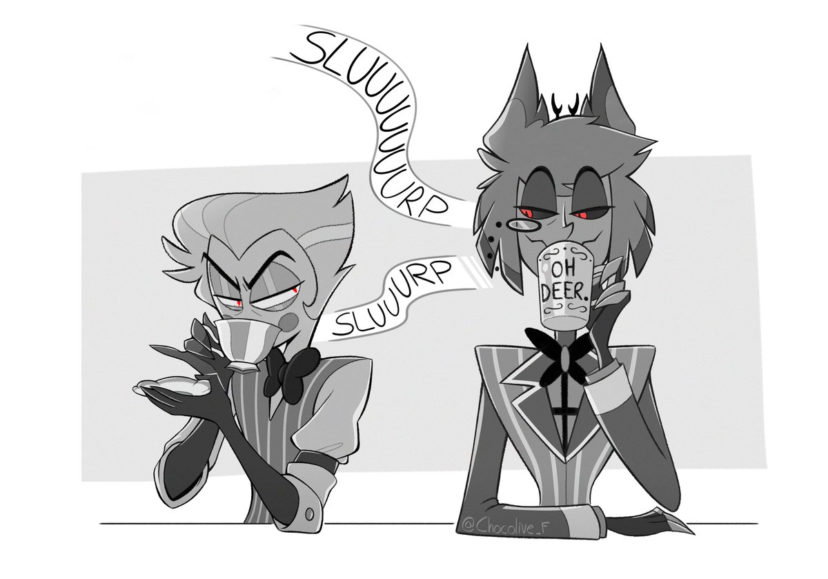 ChocOlive_F's tweet photo. Dads bickering (again) silently (almost).
#HazbinHotel #HazbinHotelAlastor #HazbinHotelLucifer #radioapple https://t.co/AqzpGuUXgk