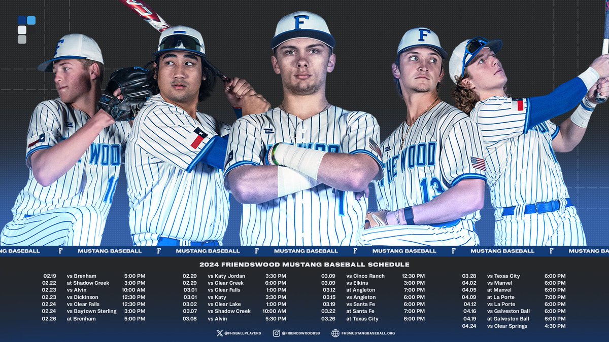 fhsballplayers's tweet photo. 2024 Friendswood Mustang Baseball Schedule

We'll see you at the park!

#TheWood https://t.co/G0z2eX65eP