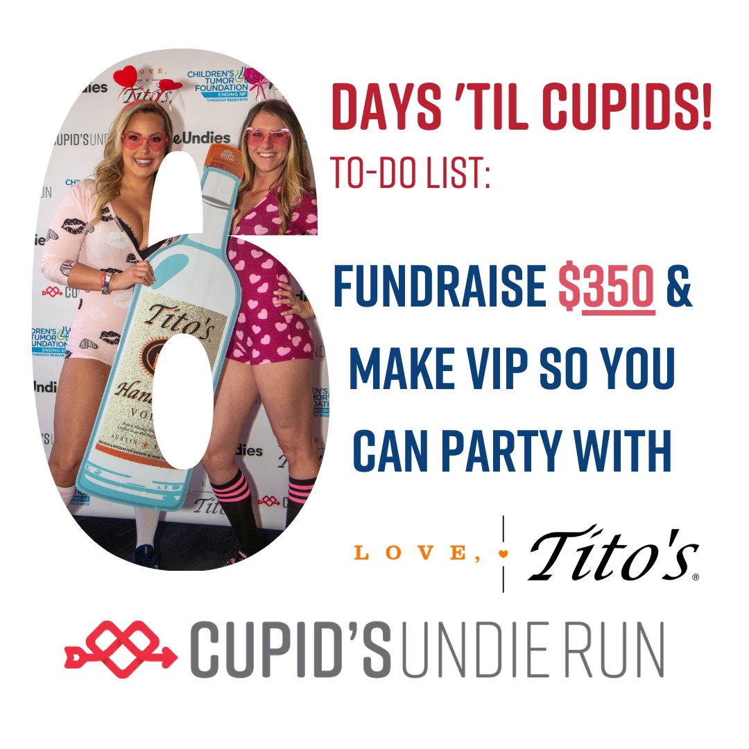 CupidRunChicago's tweet photo. Here at Cupids, we think you are all V.I.P.P. Very Important PANTLESS People, BUT if you want to enjoy that VIP open bar perk make sure to fundraise at least $350. Plus you get to party with @lovetitos and we really do Love Titos! https://t.co/PIHjOksE85