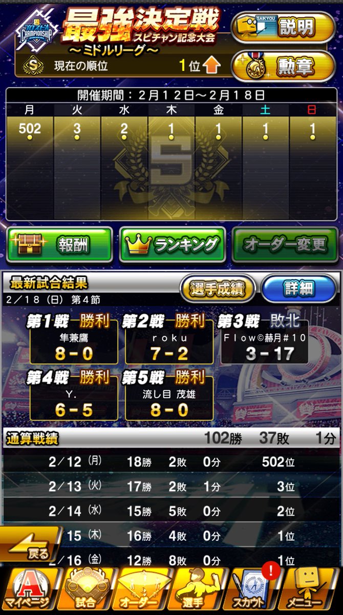 nosukeMari's tweet photo. スピチャン最強戦ミドルリーグでMVPを達成しました
渇望してた3回目のMVPが一番欲しかったミドルリーグのタイトルで最高の気分です🤩

期間中チームメイトやリーグのレジェンド様から応援、励ましのDMいただき本当にありがとうございました🙇‍♂️
本当に救われました😭
最後に対戦頂いた方に感謝！ https://t.co/vZw4YVELW6