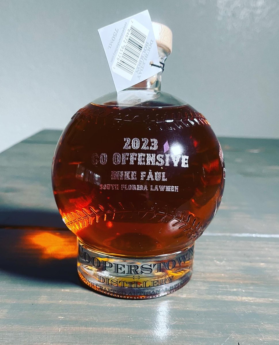 michaeljfaul's tweet photo. A big thank you to Brandon West David Bernhardt and South Florida Lawmen for this awesome bourbon bottle! It was an honor to win 2023 Offensive Player of the Year. Looking forward to another amazing 2024 season in Police Softball! https://t.co/y4AddQFzXQ