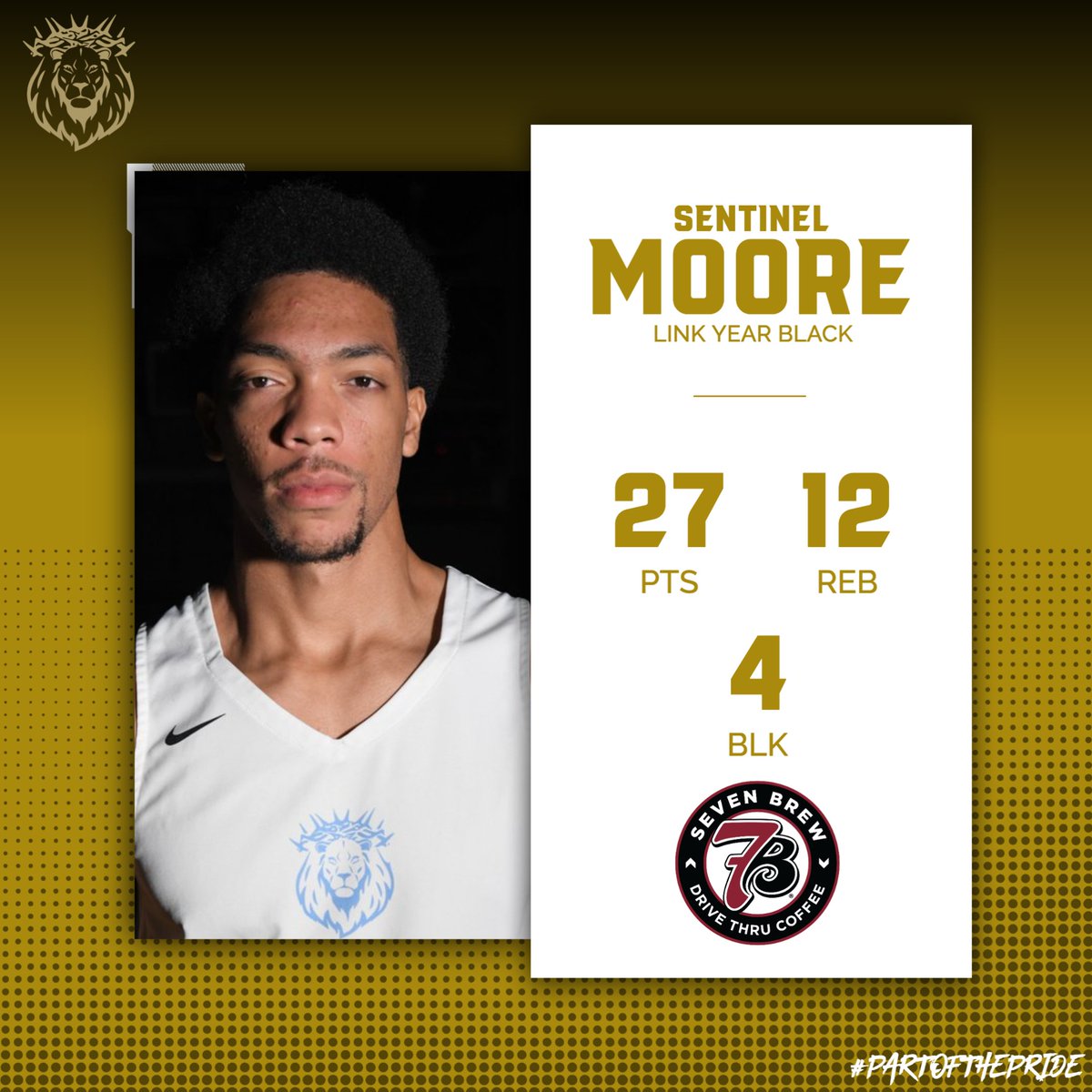 ππ’π§π€ ππ¨π¨π©π¬ (@linkhoops) on Twitter photo Player of the Game presented by <a href="/7BrewCoffee/">7 Brew Coffee</a> βοΈ
Sentinel Moore finished with 27 points, 12 rebounds, and 4 blocks β
#PartOfThePride π¦ Player of the Game presented by <a href="/7BrewCoffee/">7 Brew Coffee</a> βοΈ
Sentinel Moore finished with 27 points, 12 rebounds, and 4 blocks β
#PartOfThePride π¦
