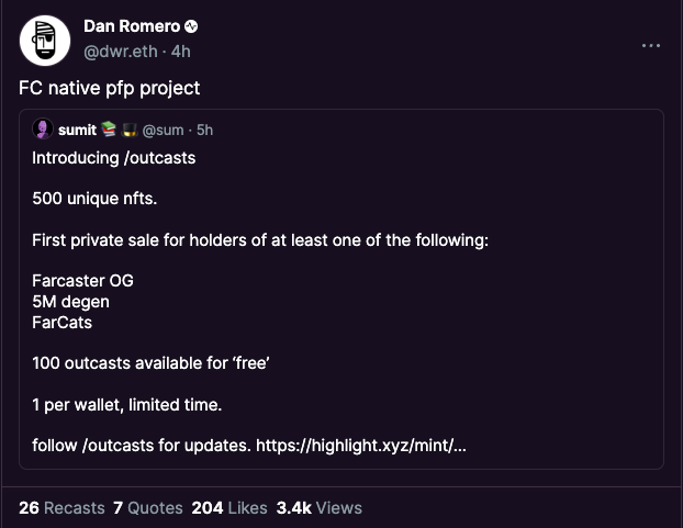 zeroXserdar's tweet image. the first @farcaster_xyz native PFP #Outcasts

love the art, love the vibe.