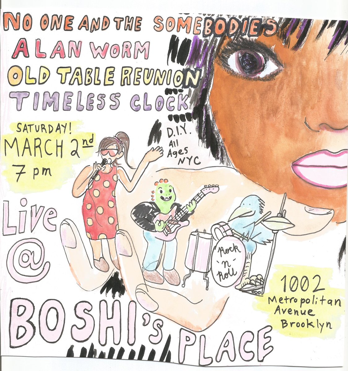 Next show is March 2 at Boshi’s Place with @noatsny <a href="/WTable/">Kill All Nazis</a> (Old Table reunion) and <a href="/omnikrll/">alan worm is...</a> doors at 7 PM music at 8! All ages! Masking highly encouraged