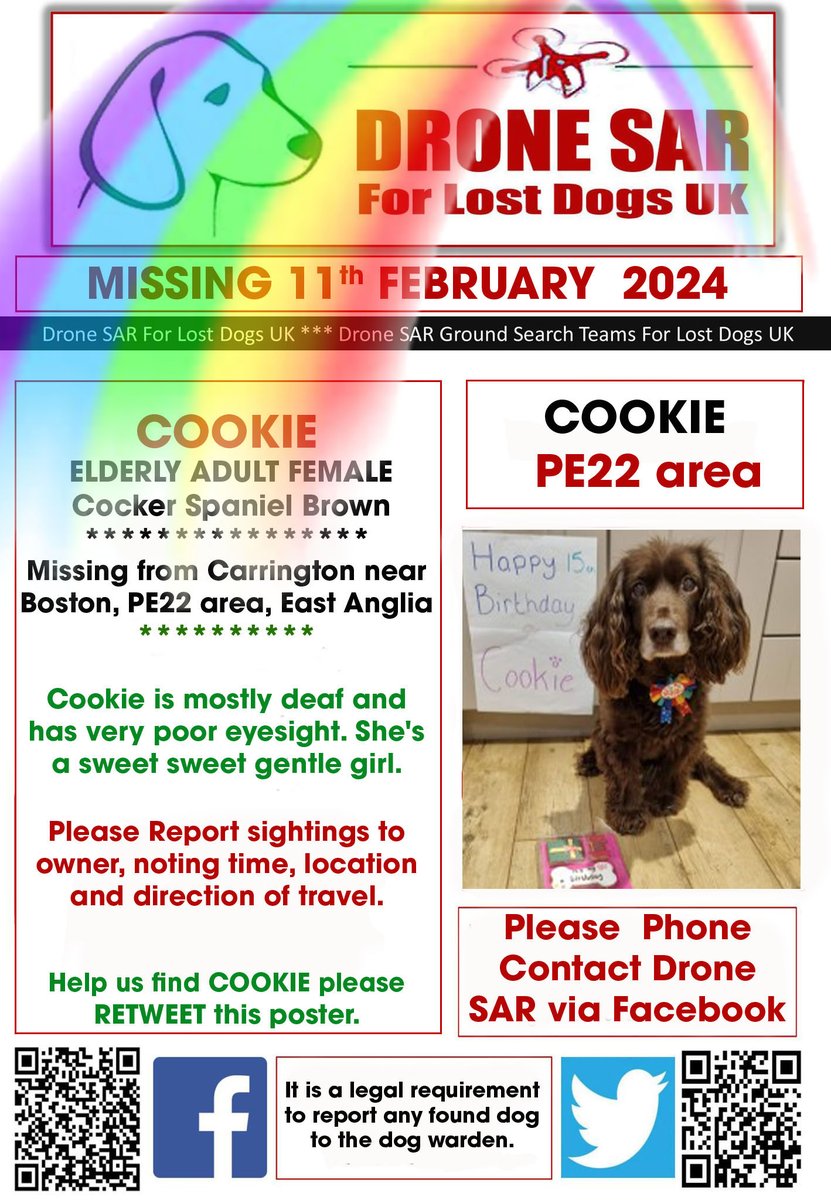 sar_dogs's tweet photo. #RIPCOOKIE Sadly COOKIE didn't make it back home, our hearts and thoughts go out to her family at this sad time 😢 #RIP #RainbowBridge #DroneSAR https://t.co/GZN0MAZf4y