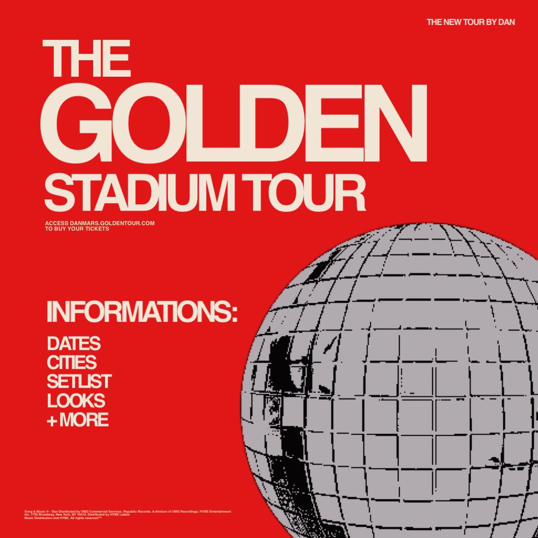 accesssdan's tweet photo. A TOUR DO SÉCULO! 🏟️
Com exclusividade, o Dan Access trouxe todas as informações da nova Tour de Dan intitulada ‘The Golden Stadium Tour’.

Atentem a tudo abaixo: https://t.co/ZdqGlqnjGI