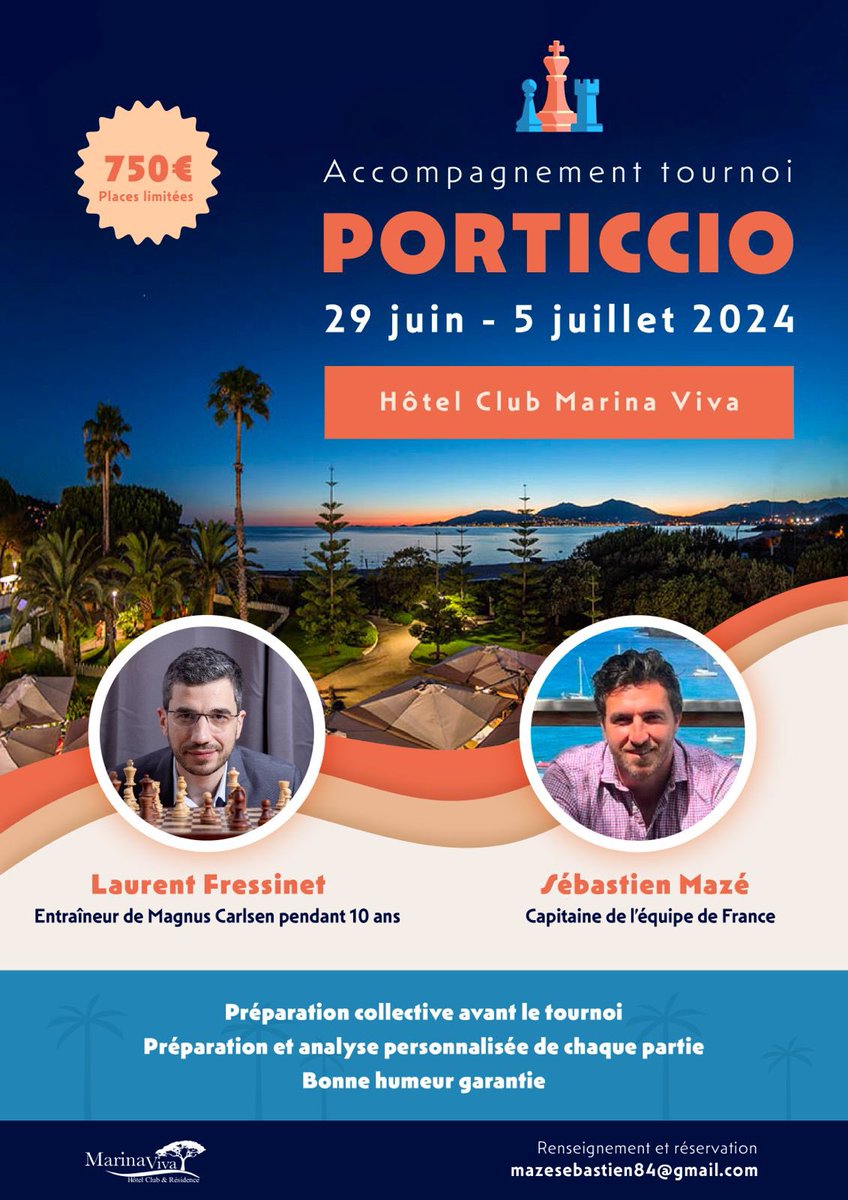 Fressinet Laurent (@fressinetl) on Twitter photo Vous voulez jouer un tournoi au bord de la mer( cadre idéal et soleil corse garantis!) tout en faisant des progrès aux échecs ? C’est par ici 👇. Très heureux de lancer ce projet avec l’ami <a href="/mazetovic/">Sebastien Mazé</a>. Vous voulez jouer un tournoi au bord de la mer( cadre idéal et soleil corse garantis!) tout en faisant des progrès aux échecs ? C’est par ici 👇. Très heureux de lancer ce projet avec l’ami <a href="/mazetovic/">Sebastien Mazé</a>.