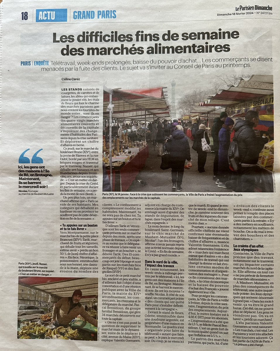 MikoAlain's tweet photo. La difficulté des marchés parisiens dans @LeParisien_75 😞 quel que soit le temps, le marché est le meilleur lieu pour trouver des produits frais de qualité au juste prix 👍@SaveurMarche https://t.co/oZMvwFymgM