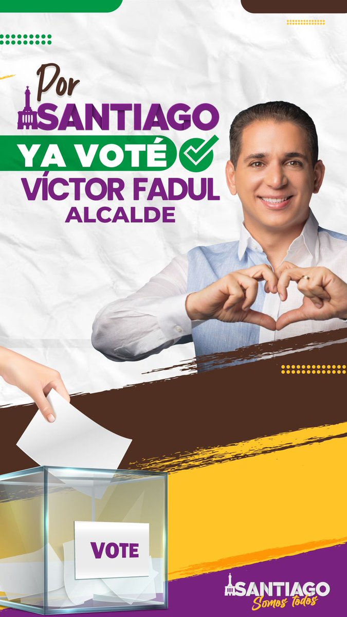 JuyoeliD's tweet photo. ¡Llegó la hora! Unidos vamos a defender en las urnas el futuro de nuestra Ciudad Corazón. Por ti, por tu familia, por Santiago #YoVotoVíctorFadul #2.
#Vota2

#VíctorFadulAlcalde
Víctor Fadul
#Santiago
#SantiagoSomosTodos
#SantiagoEsDeTodos
#CiudadCorazon
#Vota2PorVictorFadul https://t.co/mptLcEfLib