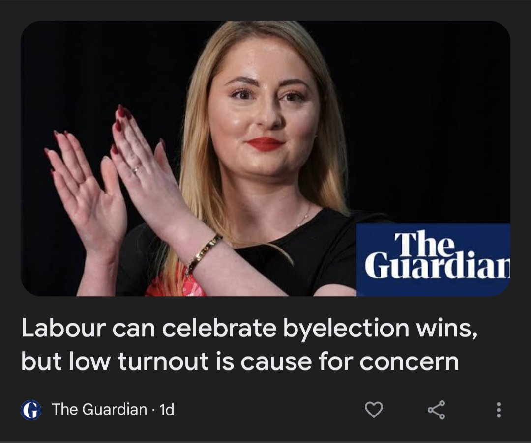 And on the headline 'low [by-election] turnout is cause for concern'...

Standard parl' by-election turnout is 50-60% of what it was in a GE. So if for eg in GE19 turnout was 72%, expect it to end up between 36-43 in a BE. 

Kingswood's was 52% of the GE
Wellingborough's was 59%