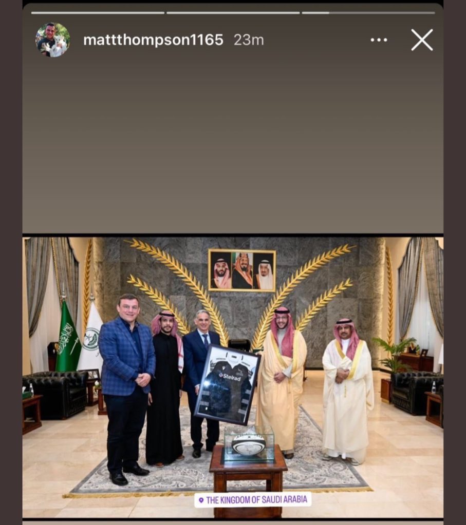 RugbyInsideLine's tweet image. 🇸🇦 EXCLUSIVE: The chairman and owner of Newcastle Falcons have been out to Saudi Arabia.

Matt Thompson has posted this image to his Instagram. Newcastle’s owner Semore Kurdi is also pictured.

It has since been deleted.