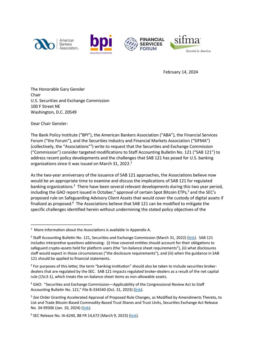 🔥 IMPORTANTE: Associação de Bancos dos EUA pede autorização da SEC para  custodiar #Bitcoin. O foco é fazer custódia para as gestoras de ETF.