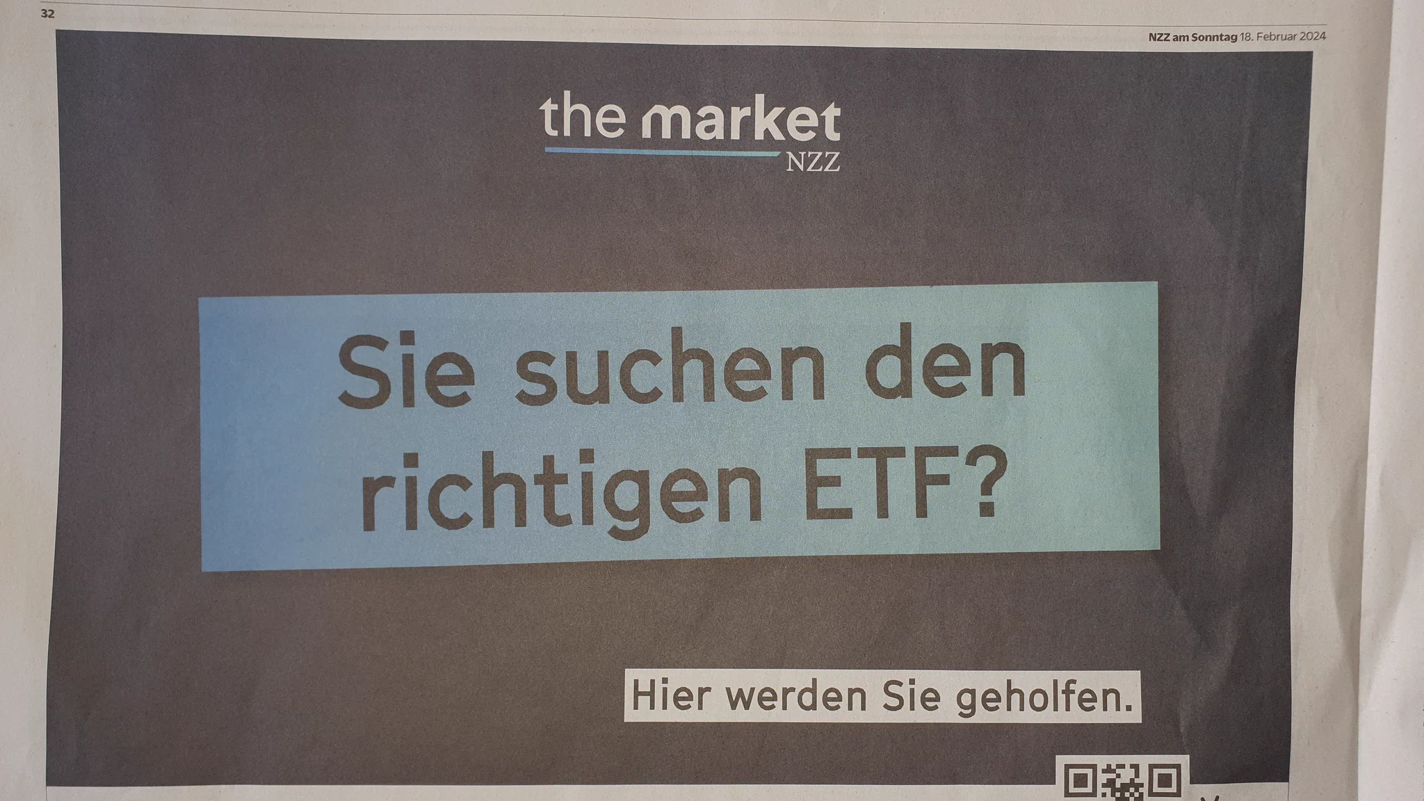 ein halbseitiges Inserat in der heutigen NZZ am Sonntag:  "Hier werden Sie geholfen" ... wie tief könnt ihr noch ...en ?
