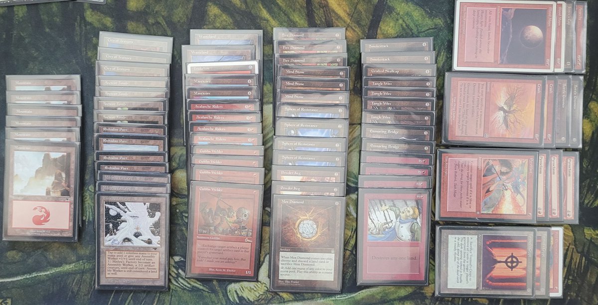 MalfieMTG's tweet photo. 4-2 and bridesmaid in #premodernmtg this month with Mono Red Welder Stax. Enchantress, ugh. Definitely liked the deck and wouldn't change tons. Would suggest finding room for a second Skullcap and a third Masticore. That's about it. Definitely has legs. #papermtg @wizards_magic https://t.co/INvvXk0nhS