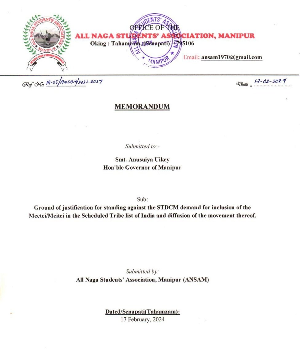 DrLamtinthangHk's tweet photo. A #tribal forum, the All Naga Students' Association, Manipur (ANSAM) staunchly opposed the ST Status demand by the majority #Meitei/Meetei community. 

@rashtrapatibhvn @AnusuiyaUikey @HMOIndia @INCIndia @cpimspeak @arivalayam @adgpi @TeestaSetalvad @kclangel @meipat @SushantSin @VishuAdv @Paul_Koshy @the_hindu @thewire_in @CNNnews18 @IndiaTodayNE @PTI_News