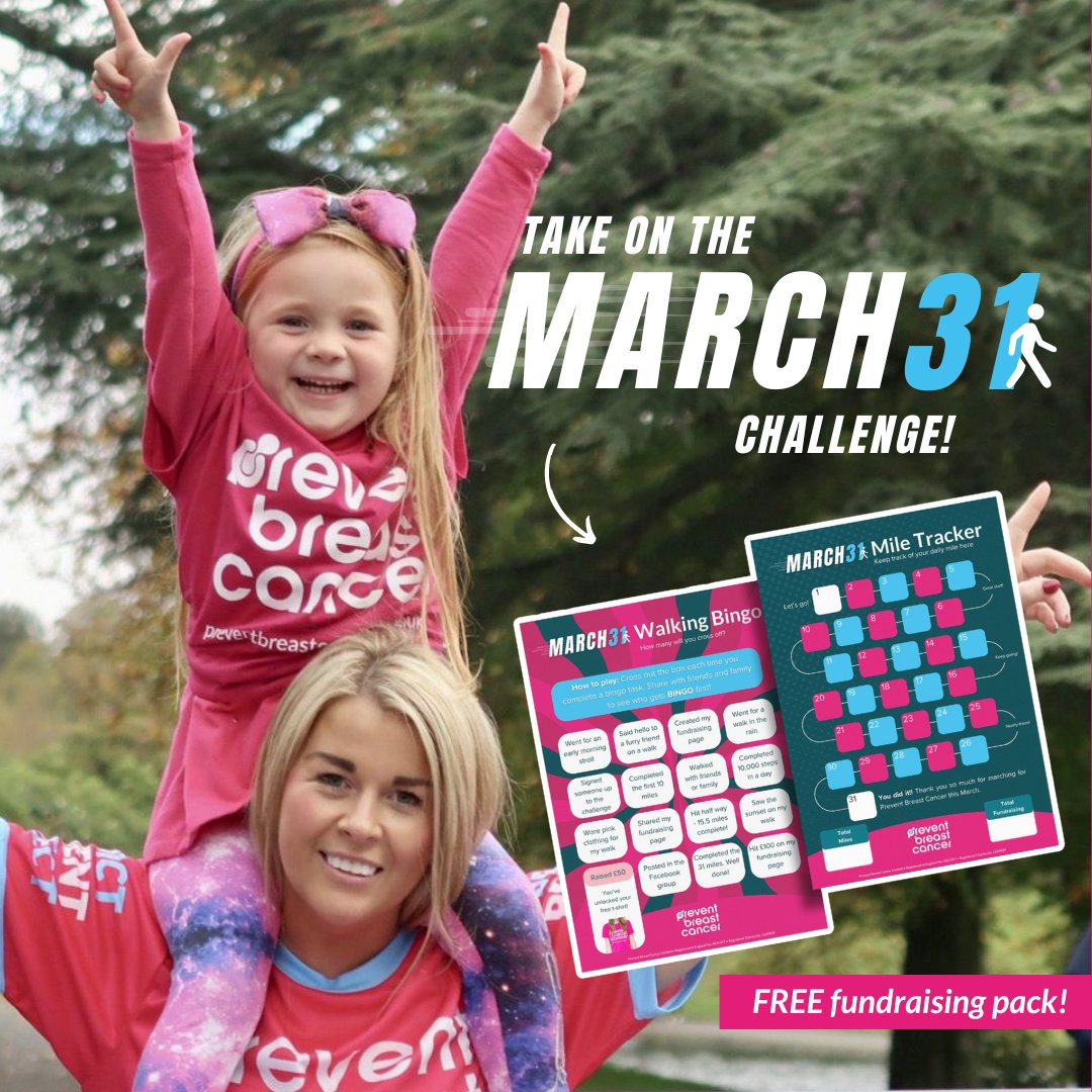 MARCH FOR PREVENTION! Sign up here to get your free fundraising pack 👉 loom.ly/zDjd9o8 🚶‍♀️Walk 31 miles together 📅 Between March 1 and 31 🎀 Every step you take supports our mission to prevent breast cancer for future generations. #breastcancer #walking