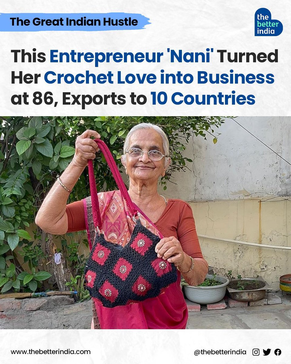 'Crocheting soothes me,” says Padma Parikh. 

#HandmadeBusiness #SocialMedia #ArtisanCrafts #Crochet #Gujarat #SmallBusiness #SeniorCitizen

[Gujarat, Women Empowerment, Crochet, Handmade Business]