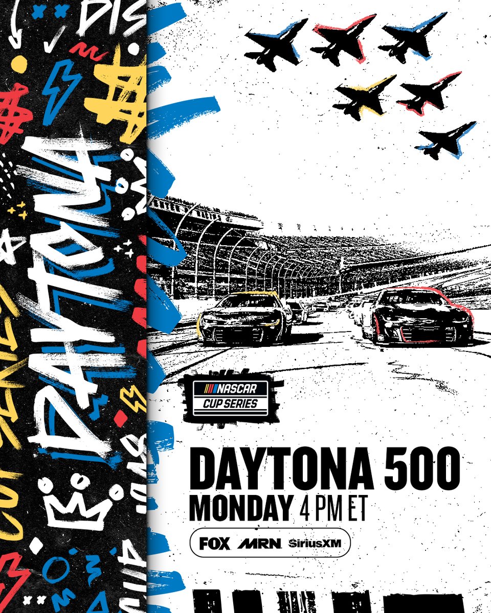 NASCAR's tweet image. NEWS: The #DAYTONA500 has been postponed to Monday at 4 p.m. ET due to inclement weather.

Watch The Great American Race on FOX or listen on @MRNRadio and @SiriusXMNASCAR Radio.