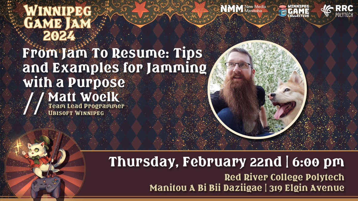 WinnipegGameJam's tweet photo. 🔴MEET THE #PegJam SPEAKER - @MattWoelk🔴 Team Lead Programmer | @UbisoftWinnipeg
"From Jam To Resume: Tips and Examples for Jamming with a Purpose”
📅 When: Thurs, Feb 22nd | 6pm
✍️ Register: https://t.co/wnbmtLpVtr
#Winnipeg #PegJam https://t.co/ySVV9XY5G4
