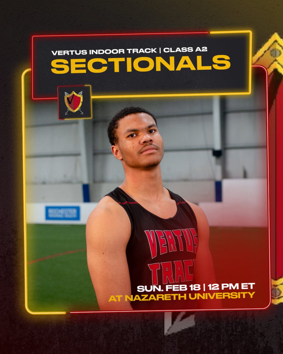 VertusAthletics's tweet photo. Indoor Track Sectionals this afternoon at Nazareth University! Let's Go Warriors!
#vertustrack #vertusathletics #vertusdifference https://t.co/lpLgHvWH6B
