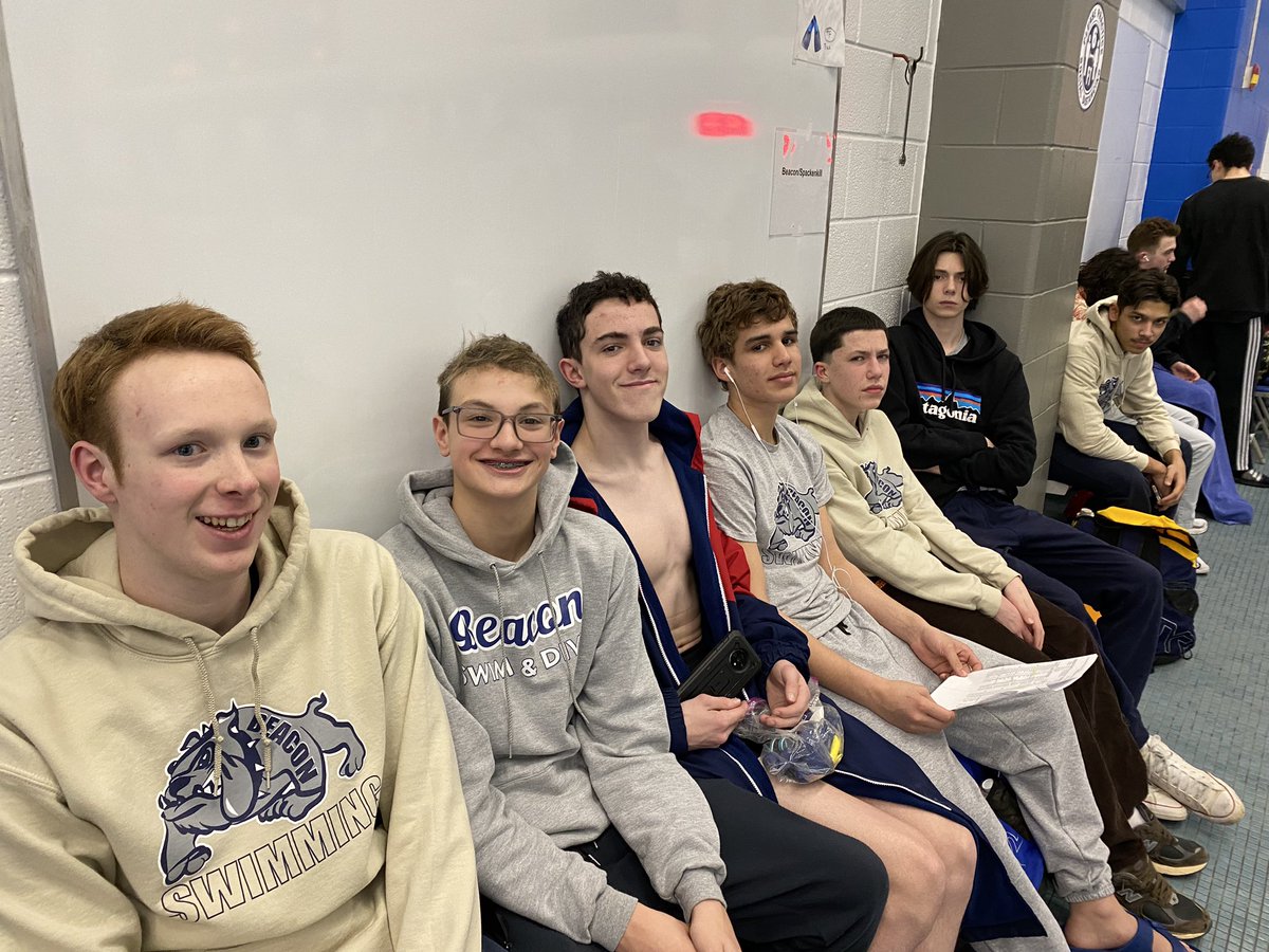 BeaconGreens's tweet photo. Beacon CSD Varsity Boys swimmers at Section 9 Championship! Good luck to seniors Imroz, Bryce, &amp; Ronnie at their last high school meet @BCSDBulldogs https://t.co/xOTMR97RgF