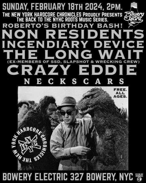 nyhccomics's tweet photo. The New York Hardcore Chronicles @StoneFilmsNYC Proudly Present The Back To The #NYHCROOTS Music Series! Sunday Matinee Down In The Bowery! #FREE!
Sun-Feb-18-2024
@boweryelectric
327 Bowery
NY,NY
#NonResidents
#IncendiaryDevice
#TheLongWait
#CrazyEddie
#Neckscars
#NYHCCOMICS https://t.co/V03D09uset