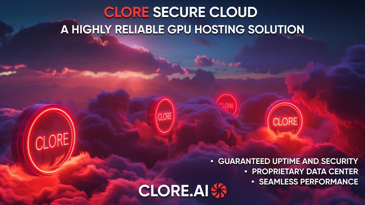 Need a highly reliable GPU hosting solution? Look no further
than $Clore Secure Cloud! 

Our proprietary data center, packed with specialized GPUs, guarantees uptime and security for your intensive workloads. Experience seamless performance and peace of mind today! 
#SecureCloud