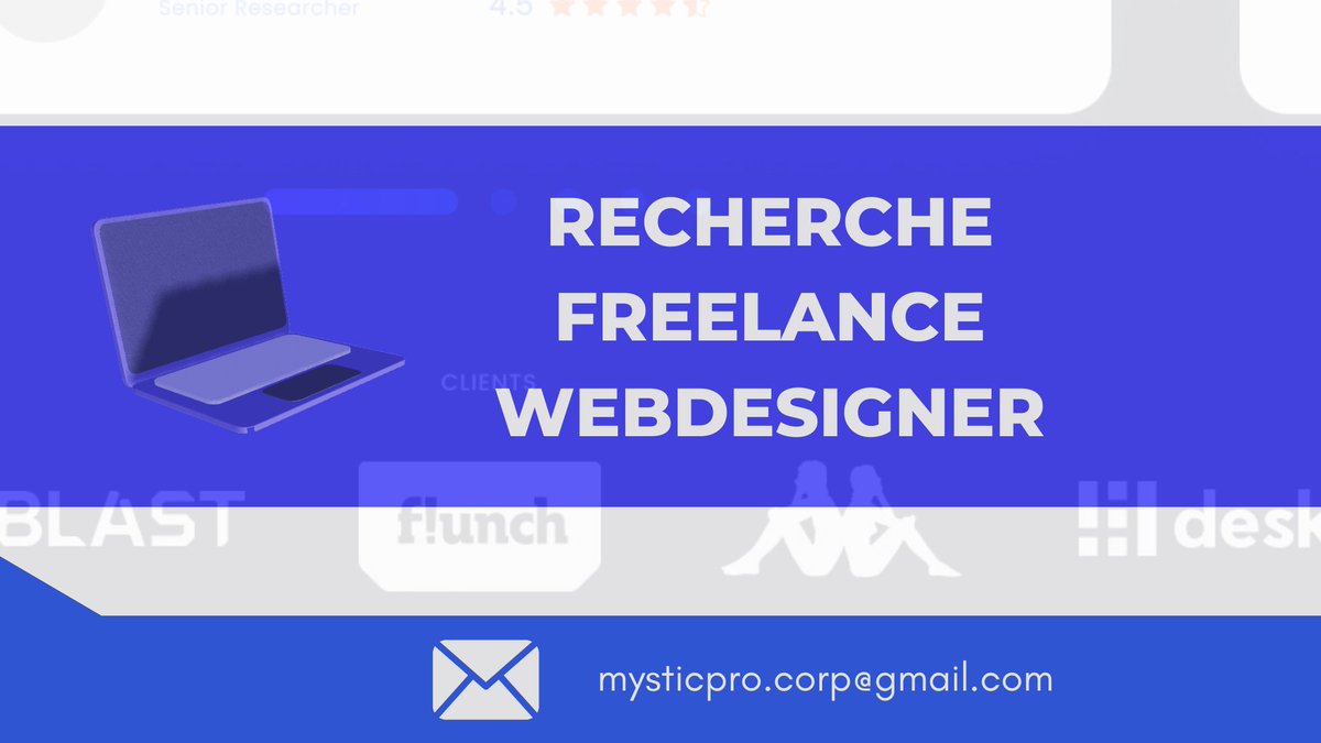 phareawayyy's tweet photo. Cherche Développeur Web (Étudiant &amp; Freelance)

À la recherche d'un étudiant en freelance pour développer des sites web d'après maquettes.
Compétences en développement web requises.

Envoyez vos exemples de travail à mysticpro.corp@gmail.com. #design #webdesigning #freelance #web https://t.co/wX7TMhq3OD