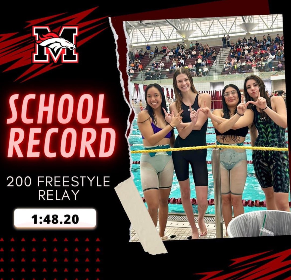 Girls with some school records at State!! @MustangReview @MHSBroncoSports @MHS_Broncos @MustangSchools