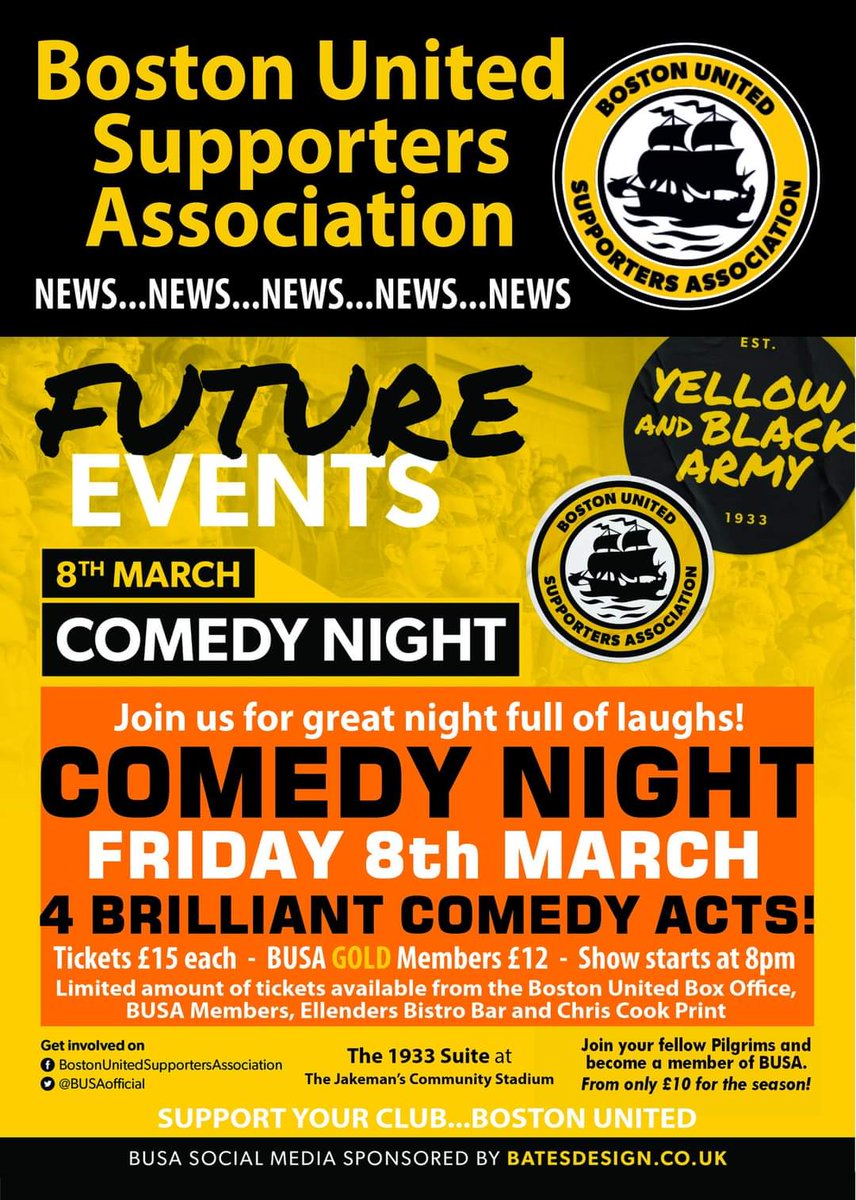 Have you got your Comedy Night ticket yet?

Make a night of it and have your tea in <a href="/EllendersBUFC/">Ellenders</a> between 5-7pm with 10% discount on the night - just show your ticket 🎟 👍🏻

All tables must be pre-booked.

Lovely jubbly! 😋