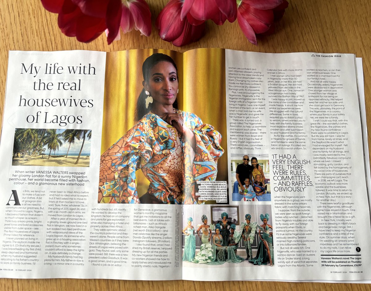 Love this piece in <a href="/YOUMagSocial/">YOU Magazine</a> about life and fashion in glamorous, sun-soaked Lagos by <a href="/VanessaWalters/">Vanessa Walters</a>. 

For more of this, plus a dose of mystery and suspense, THE LAGOS WIFE is out in less than two weeks! ☀️📚🛥️🇳🇬 

<a href="/HutchHeinemann/">Hutchinson Heinemann</a> <a href="/DHAbooks/">David Higham Books</a> <a href="/clairefriedman8/">Claire Friedman</a>
