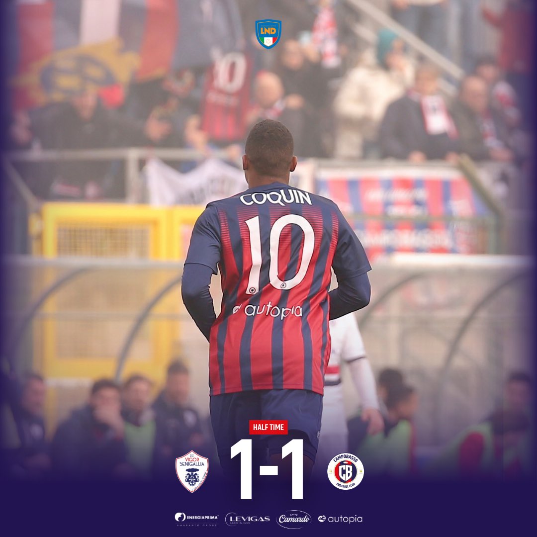 Campobasso1919's tweet photo. 🔴🔵HALF TIME
Parità nei primi 45’
#SENCAM 1-1 https://t.co/8OOunzrwxY