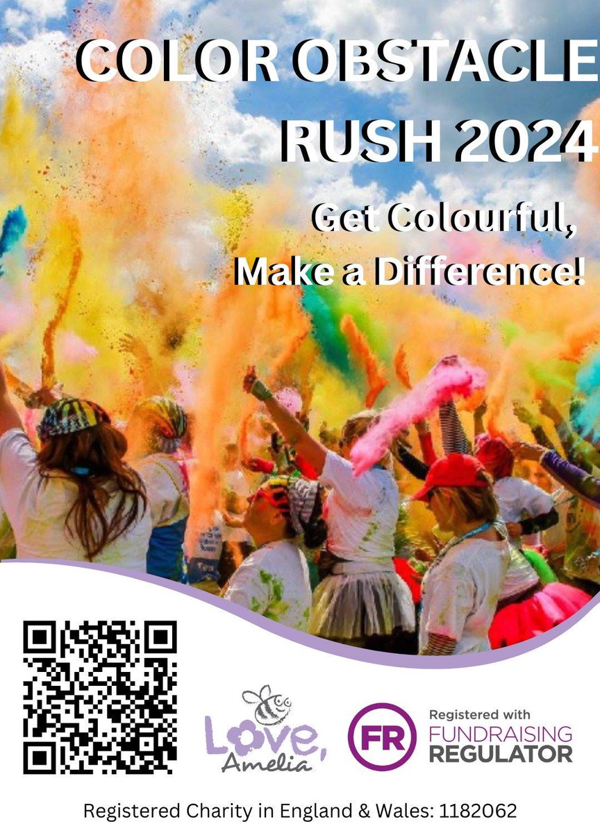 Be quick!

Half of our tickets have already gone!  

Sign up to join #TEAMAMELIA at the Color Obstacle Rush this June.  Tackle the 5k obstacle course and help make a difference to lives of babies and children in need.

loveamelia.enthuse.com/cf/color-obsta…

#colourobstaclerush #teamamelia