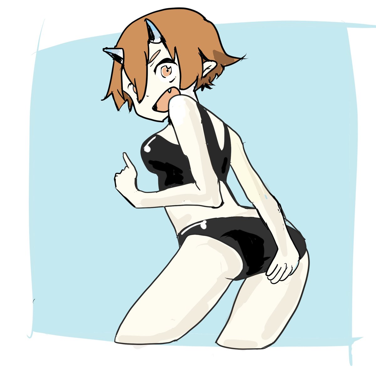 「陽鬼ちゃん水着後ろ姿#姫様拷問の時間です 」|たろうのイラスト
