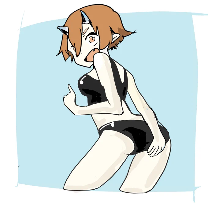 陽鬼ちゃん水着後ろ姿#姫様拷問の時間です 