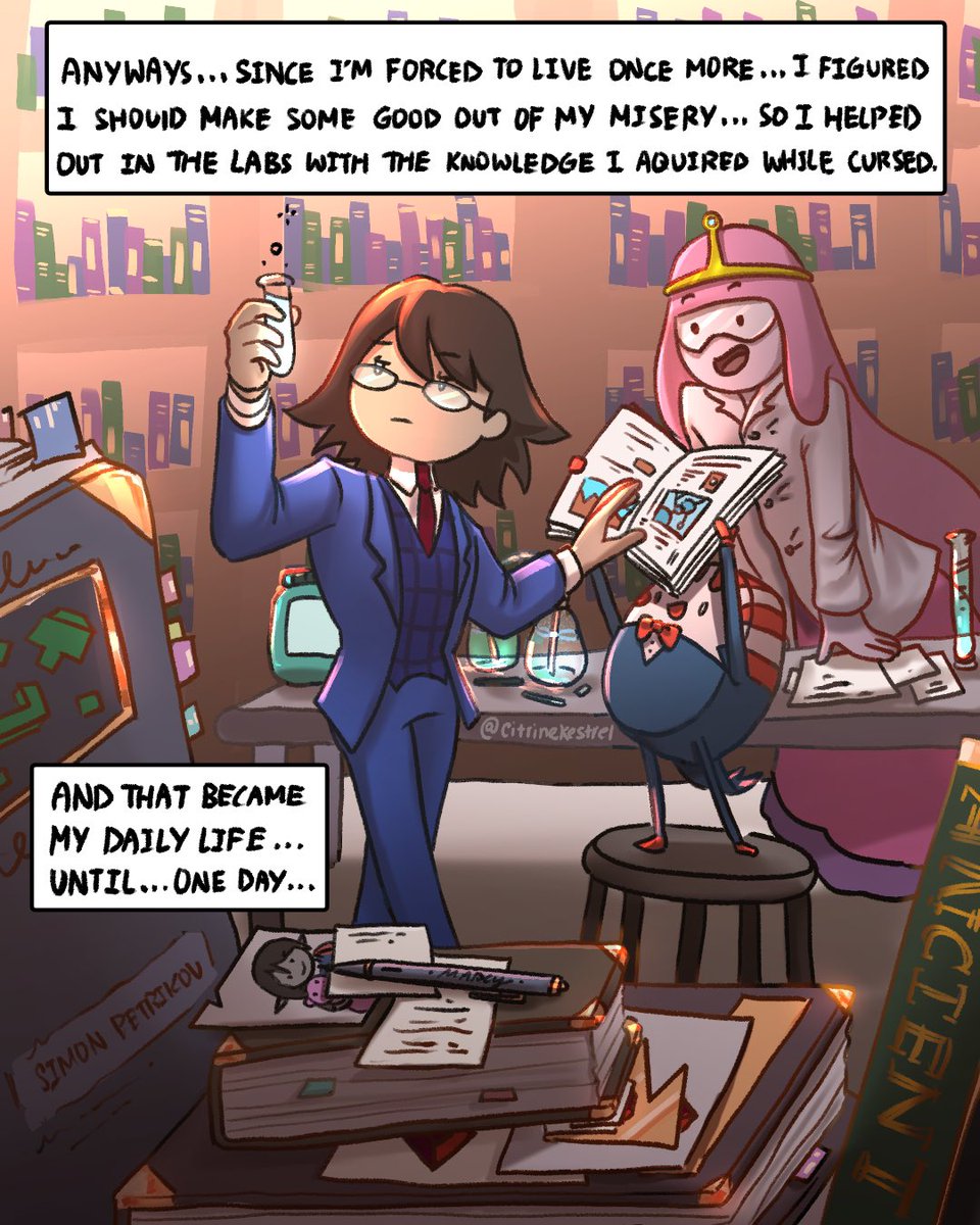CitrineKestrel's tweet photo. PART 4
Of the Human Winter King AU

Will this man successfully convince Prismo to show him what became of Simon..?

#winterking #SimonPetrikov #adventuretime #FionnaandCake #adventuretimefanart #FionnaandCakefanart https://t.co/msp1KhSHOU