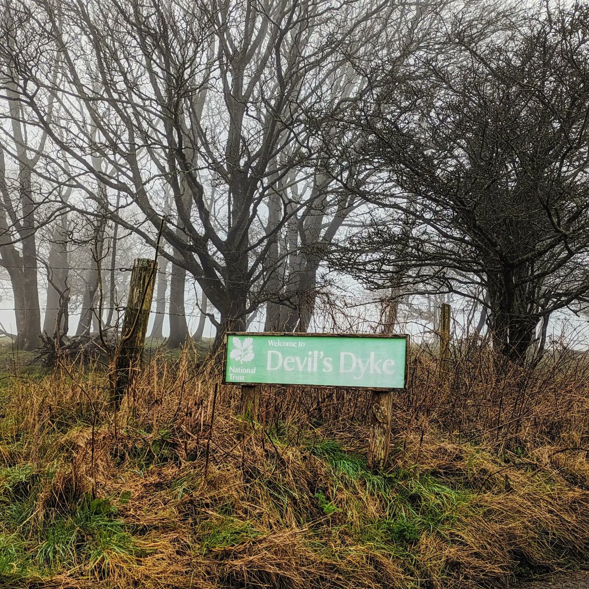 BrightonUniGeo's tweet photo. Weekend social trip up to explore Devil's Dyke just outside of Brighton! Despite the weather we learned a lot about the history and nature of the area thanks to our @nationaltrust guide, &amp; managed to elude the mysterious cow that stalked us through the mist... 🐄 https://t.co/YuMC9uQNWH