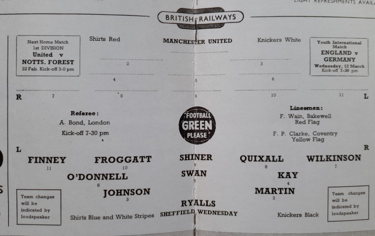 🇾🇪 On this day in 1958 just 13 days after the Munich Air Crash , United played Sheffield Wednesday in the 5th round of the FA Cup , United's team sheet that night was blank as Jimmy Murphy was still putting together his team . 🇾🇪